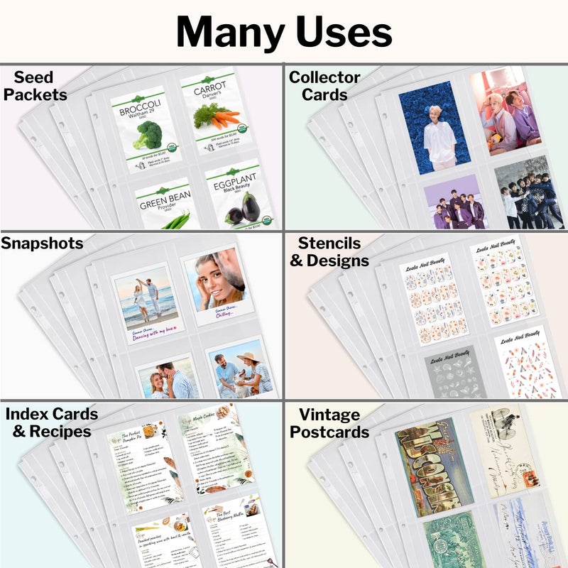Dunwell Photo Album Page Refill - (3.5x5  100 Pack)  for 800 Pictures  3-Ring Binder Photo Pockets  Each 4-Pocket Photo Page Holds 8 Pictures  3.5 x 5 Photo Protectors or 3.25x5.25 Seed Binder - Image 4